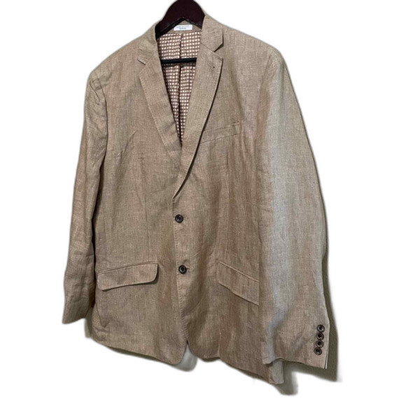 Baird McNutt Murano 100% Linen Blazer Mens XL Tan Brown Sport Coat 2 Button - Picture 2 of 7